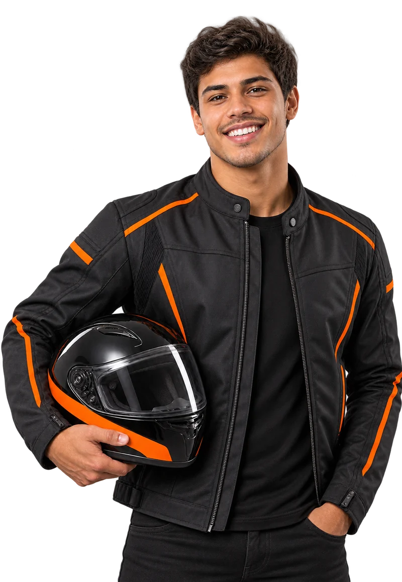Motociclista com capacete